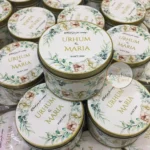 Tin Bid Box With Green Flower Design