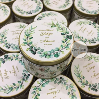 Green Flowers Tin Box