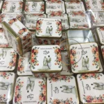 Floral Square Tin Box With Couple Design