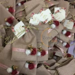 New Flower Design Jute Pouch With Tag