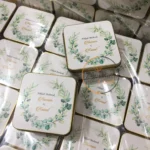 Green Flower Square Tin Design