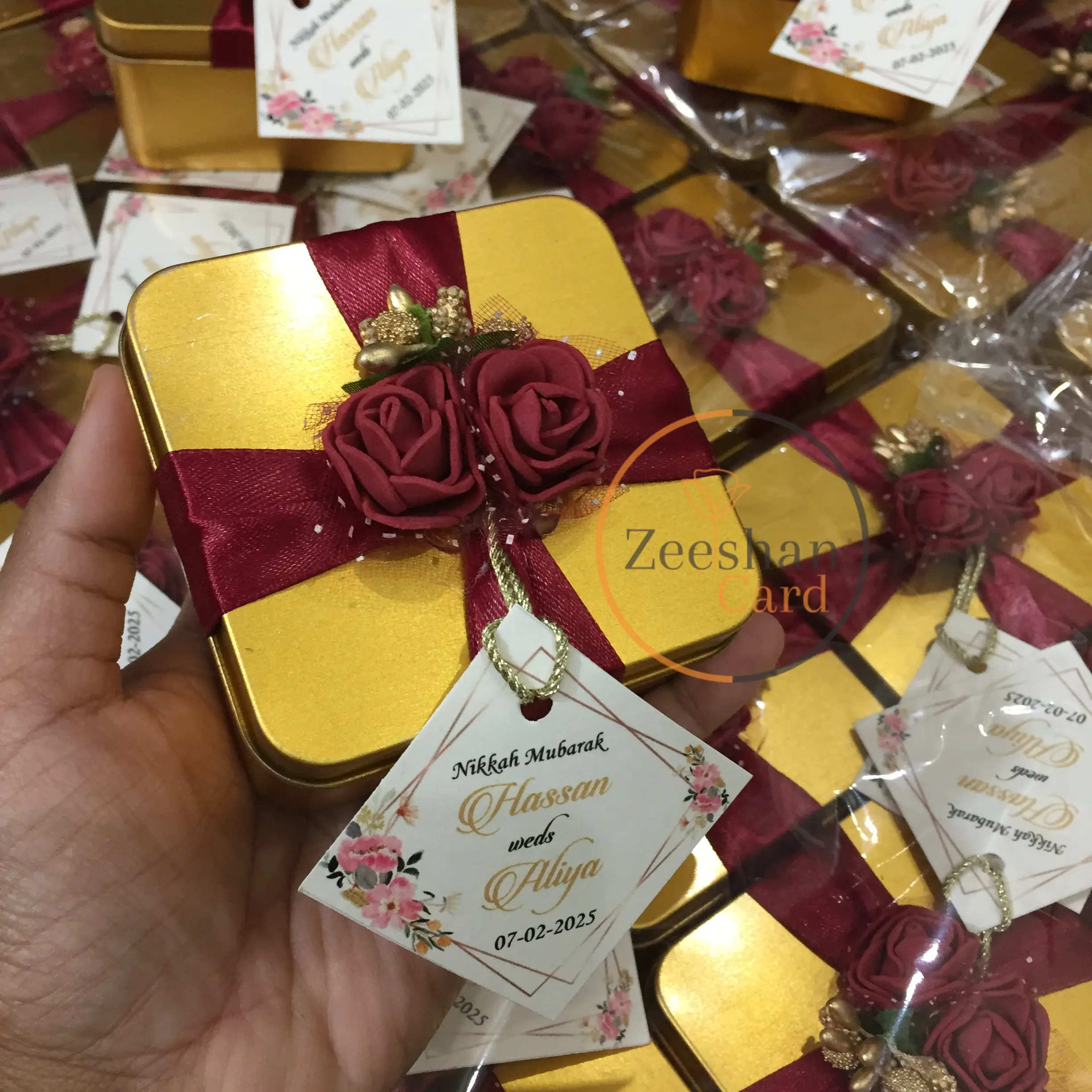 Maroon Flower And Ribbon With Tag Maroon Flower And Ribbon With Tag