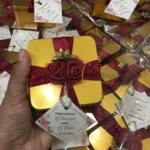 Maroon Flower And Ribbon With Tag