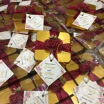 Maroon Flower And Ribbon With Tag