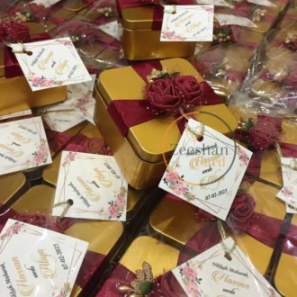 Maroon Flower And Ribbon With Tag