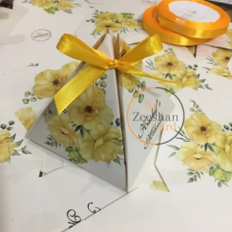 Triangle Bid Box With Yellow Flowers And Bow