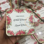 Red Floral Design Square Tin Box