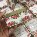 Red Floral Design Square Tin Box