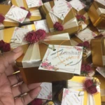 Mahroon Flower Tin Box With Ribbon And Tag