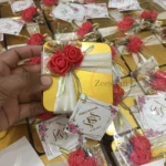 Red Flower And Ribbon Tag Tin Box