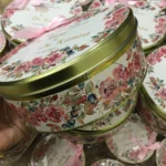 Pink Floral Tin Box With Bow