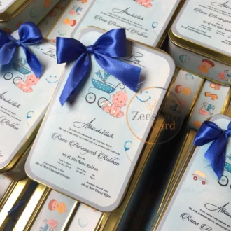 Baby Announcement Tin Box With Bow