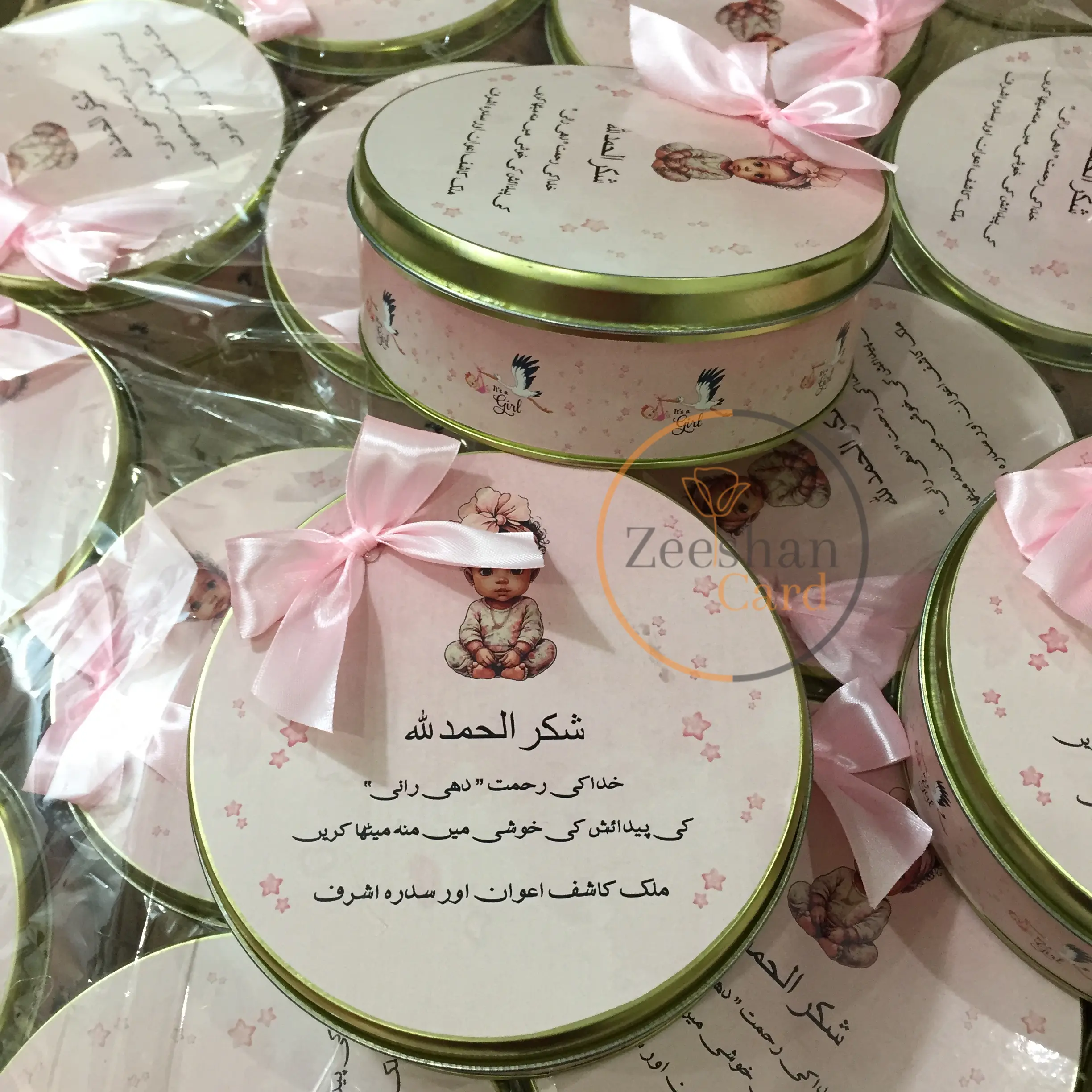 Baby Girl Half kg Tin Box With Bow Baby Girl Half kg Tin Box With Bow