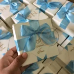 Sky Blue Ribbon Box With Tag