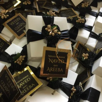 Black Flowers Box With Tag