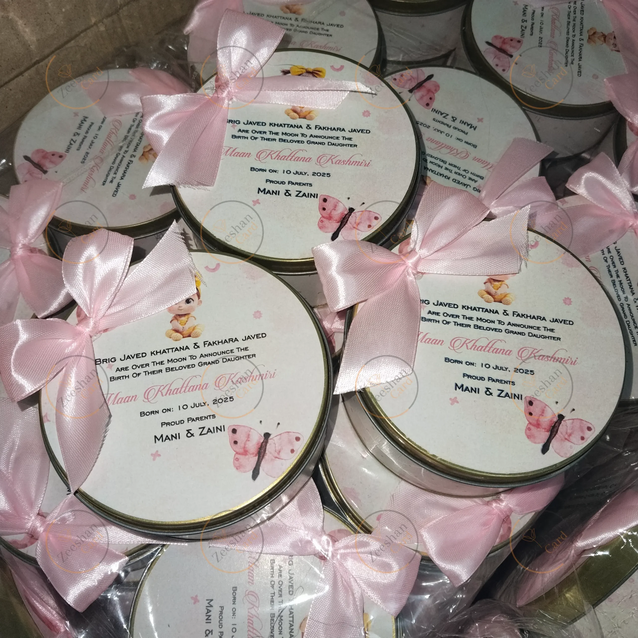 Baby Girl Announcement Half Kg Tin Box With Bow Baby Girl Announcement Half Kg Tin Box With Bow