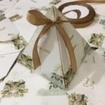 New Flowers Design Triangle Bid Box With Bow