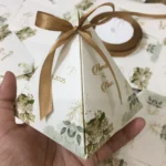 New Flowers Design Triangle Bid Box With Bow