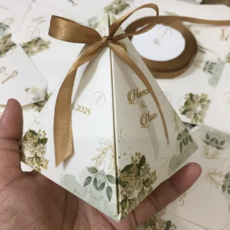 New Flowers Design Triangle Bid Box With Bow